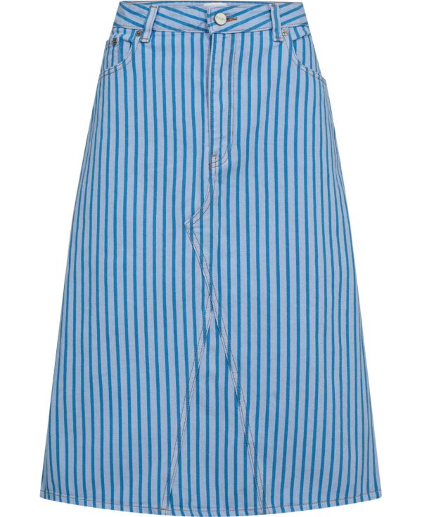 Stripe Denim Midi Skirt