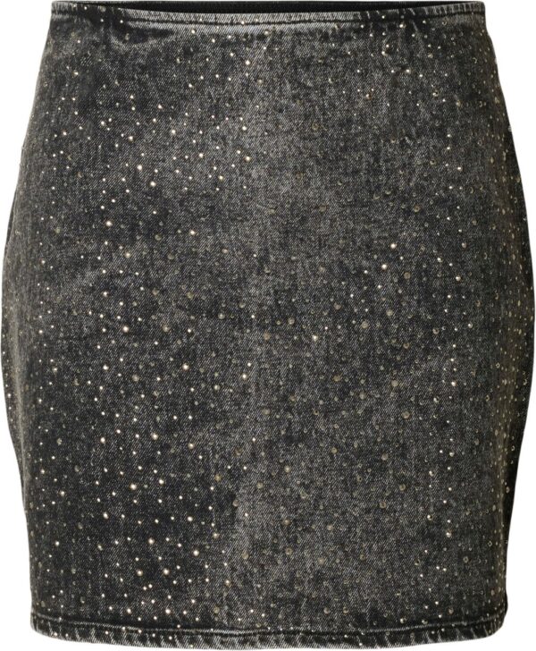 Slfmerle HW Short Black Denim Skirt